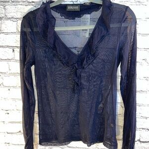 New York & Company Sheer Blue Blouse